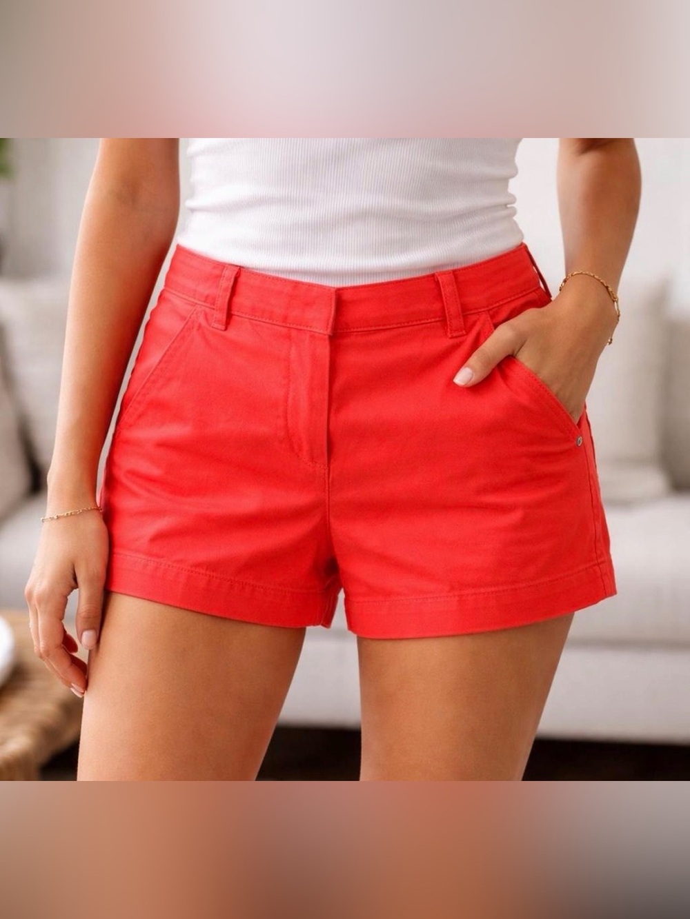 J.Crew Women's Mid Rise Orange Cotton Chino Shorts Size 00